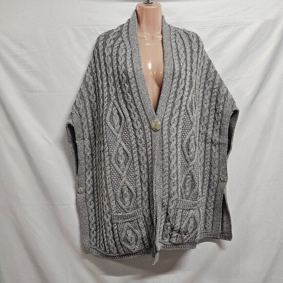 Aran Craft Merino Wool One Button Drop Shoulder Vest Women Size XL/XXL Gray - Picture 5 of 16